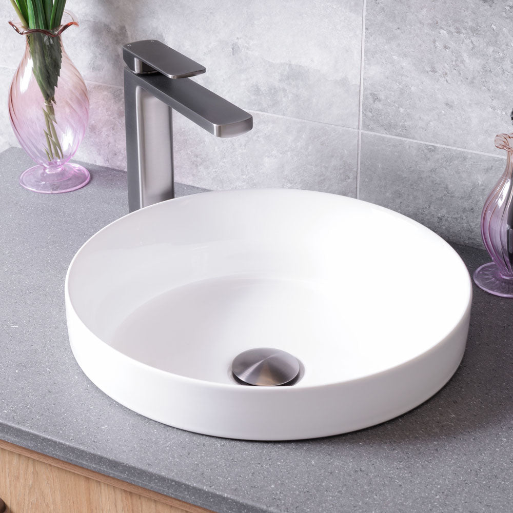 Fienza Reba Semi-Inset Basin 355 x 355 x 118mm, Gloss White