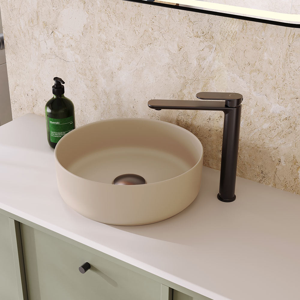 Fienza Reba Round Above Counter Basin 360 x 120mm, Matte Khaki