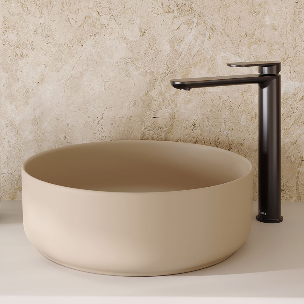 Fienza Reba Round Above Counter Basin 360 x 120mm, Matte Khaki