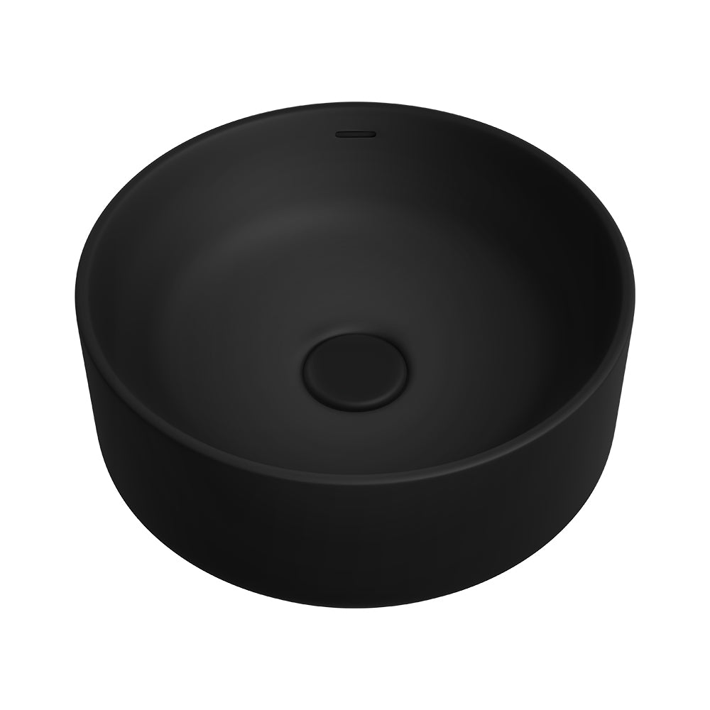 Fienza Reba Luxe Round Basin with Overflow Above Counter, Matte Black