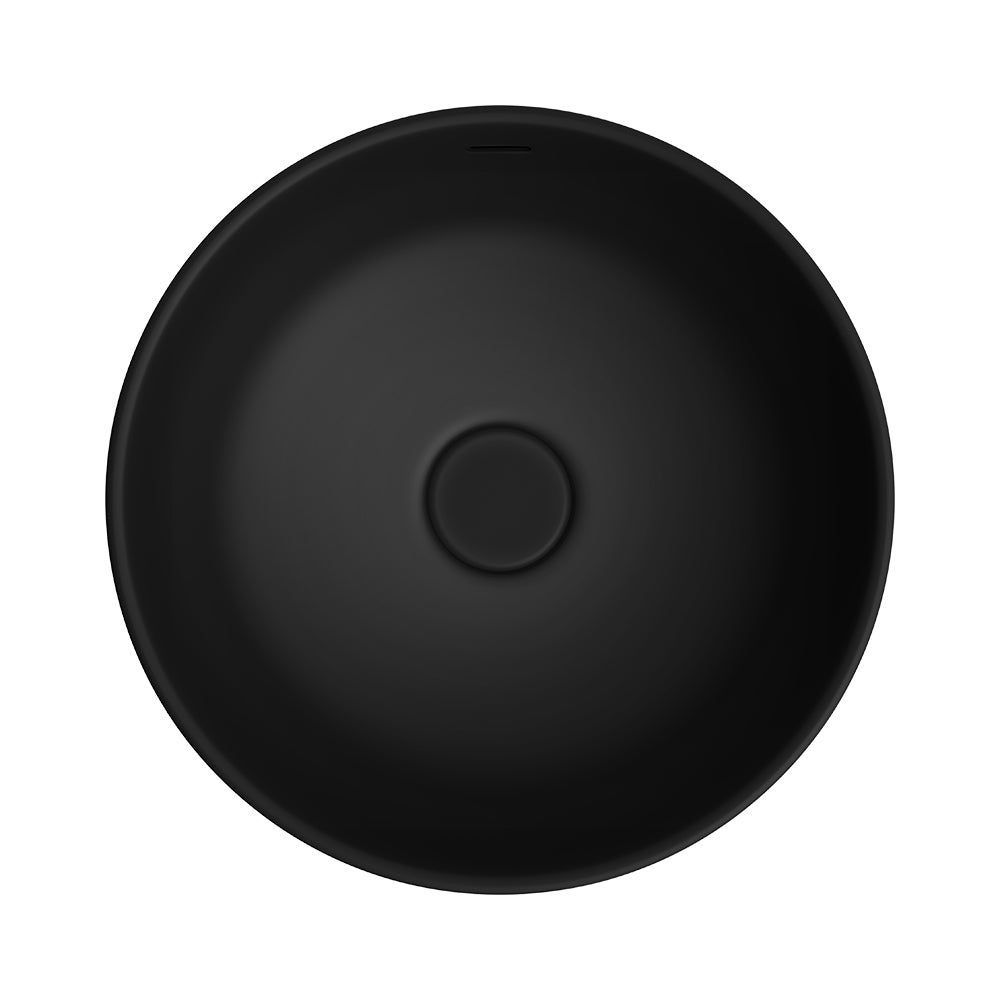 Fienza Reba Luxe Round Basin with Overflow Above Counter, Matte Black