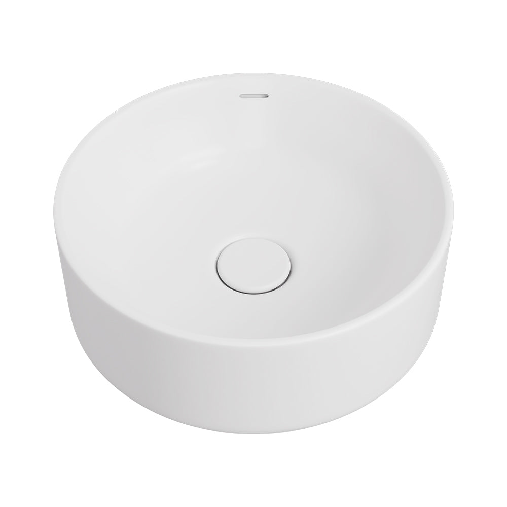 Fienza Reba Luxe Round Basin with Overflow Above Counter, Matte White