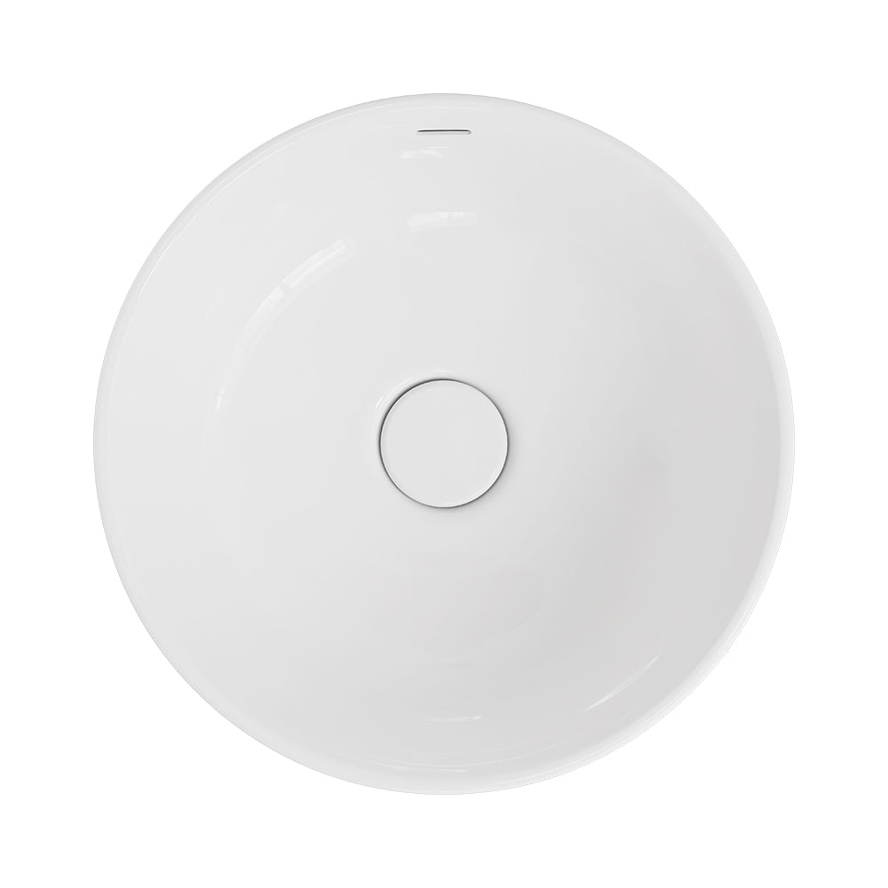 Fienza Reba Luxe Round Basin with Overflow Above Counter, Gloss White
