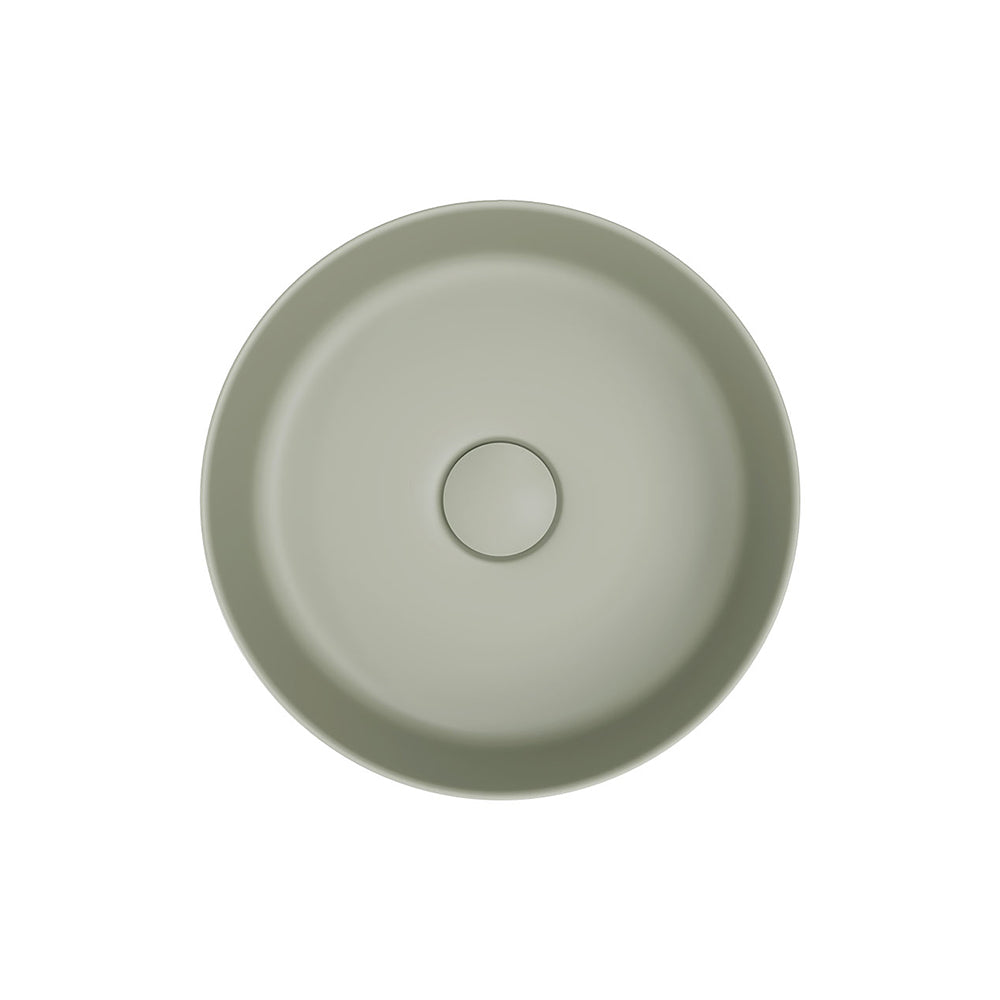 Fienza Reba Mini Round Above Counter Basin 310 x 110mm, Matte Olive