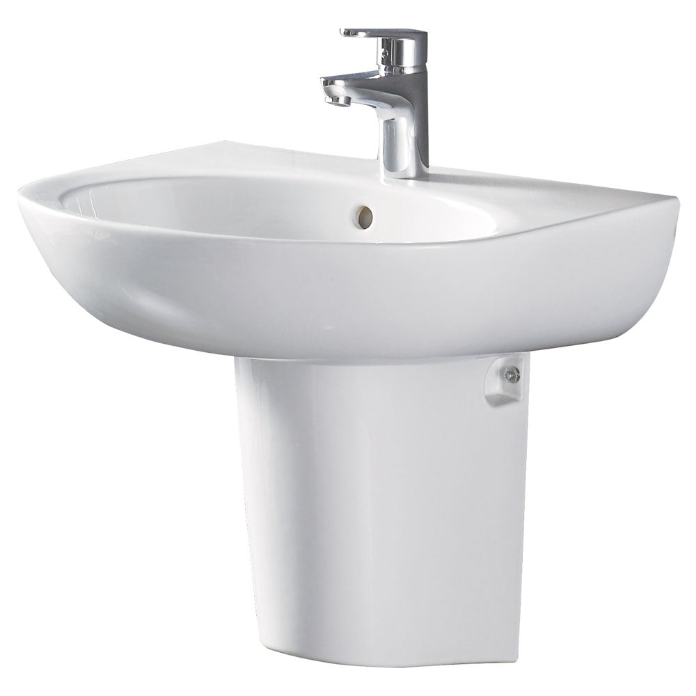 Fienza Stella Care 560 Ceramic Wall Basin With Shroud 1TH, Gloss White