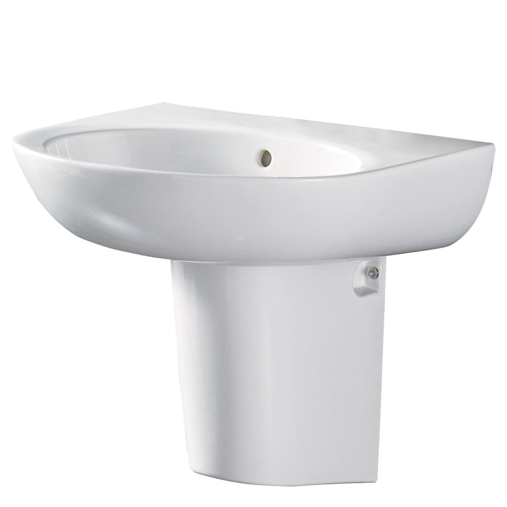 Fienza Stella Care 560 Ceramic Wall Basin With Shroud 1TH, Gloss White