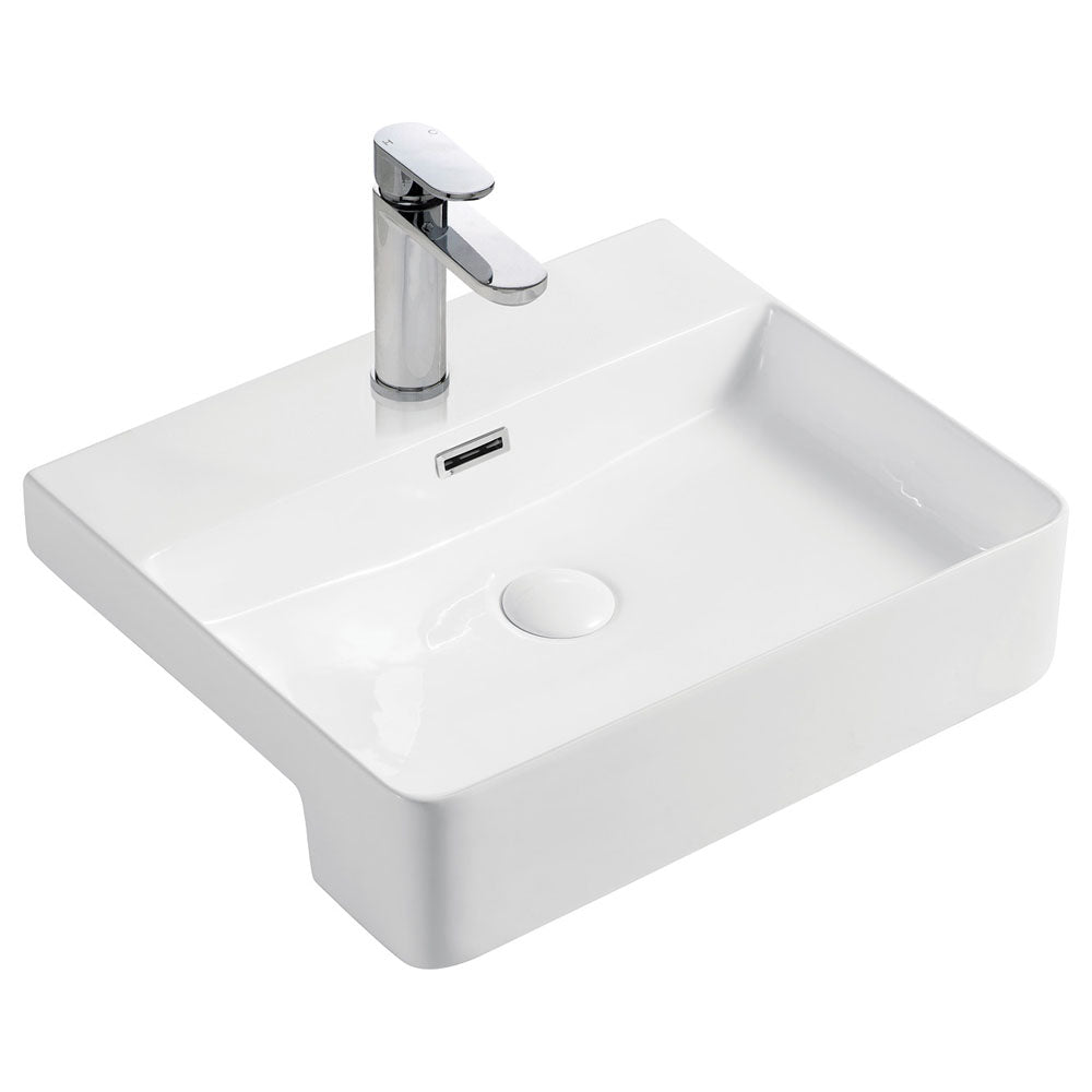 Fienza Petra Semi-Recessed Basin 500 x 400 x 120mm, Gloss White