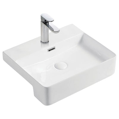 Fienza Petra Semi-Recessed Basin 500 x 400 x 120mm, Gloss White