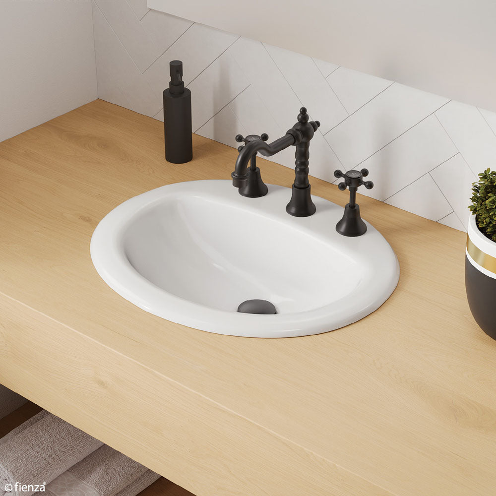 Fienza Stella Drop-In Basin 3TH 515 x 432 x 193mm, Gloss White