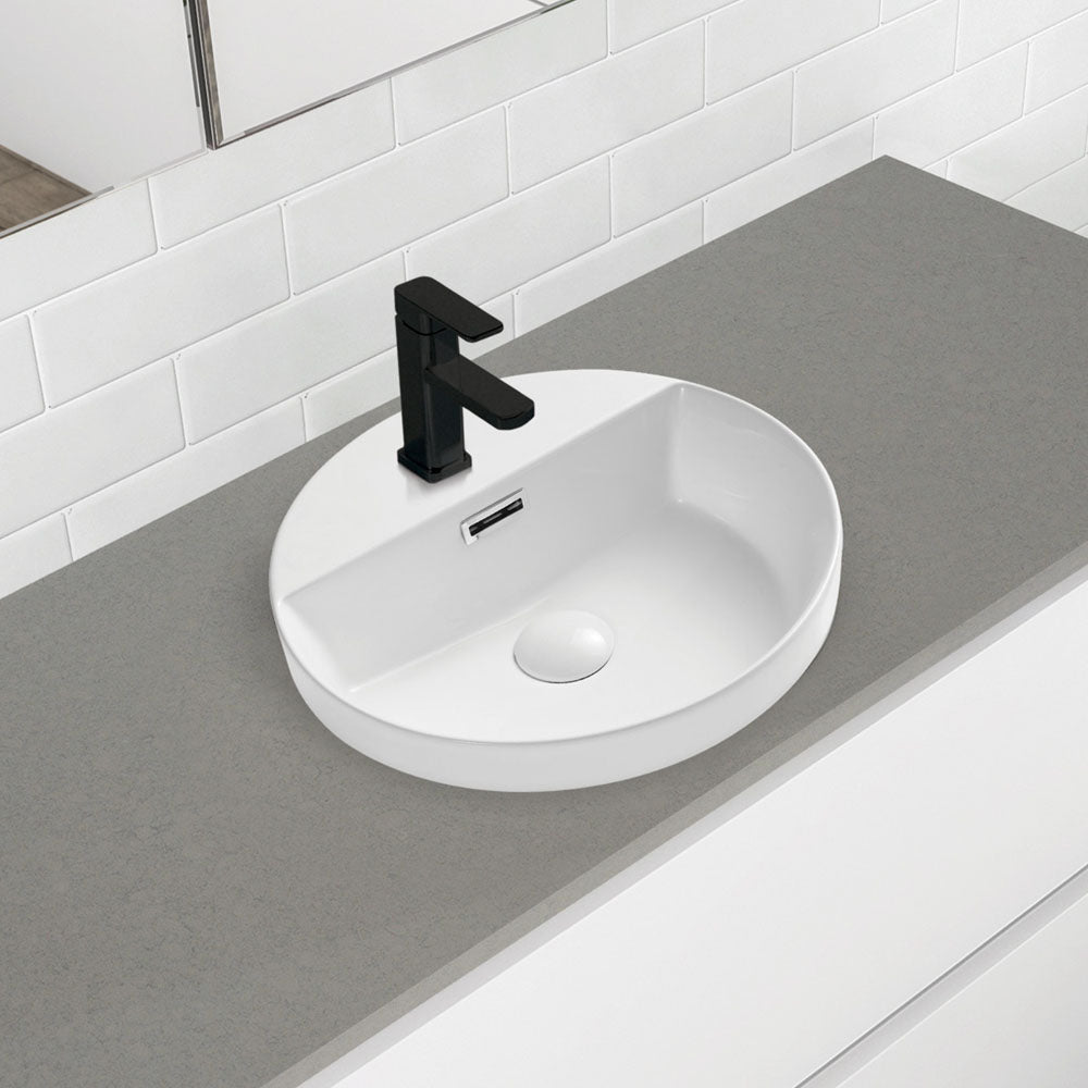 Fienza Reba Semi-Inset Basin With 1TH, Gloss White