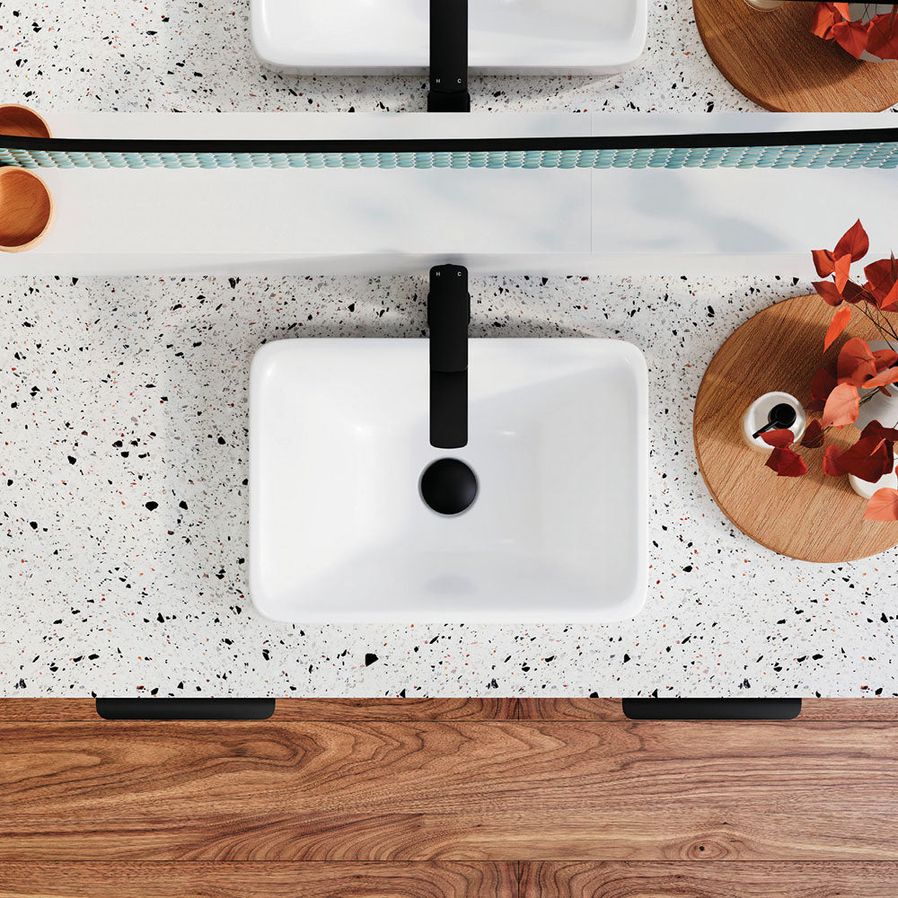 Fienza Sarah Semi-Inset Ceramic Basin 440 x 310 x 150mm, Gloss White