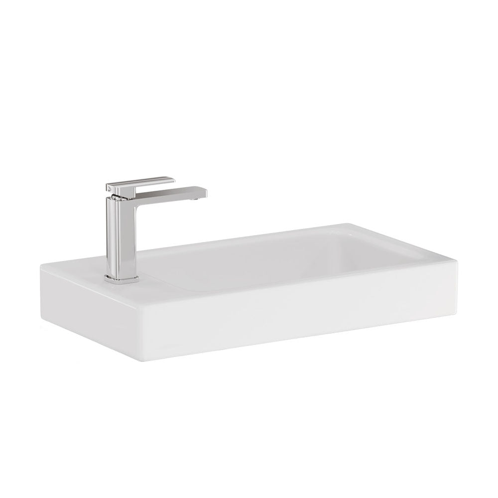 Fienza Denzel Ceramic Basin Top 450mm Basin Top Only 1TH No Overflow, Gloss White