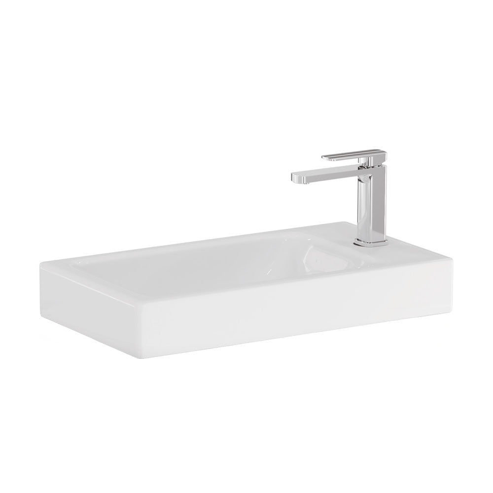 Fienza Denzel Ceramic Basin Top 450mm Basin Top Only 1TH No Overflow, Gloss White