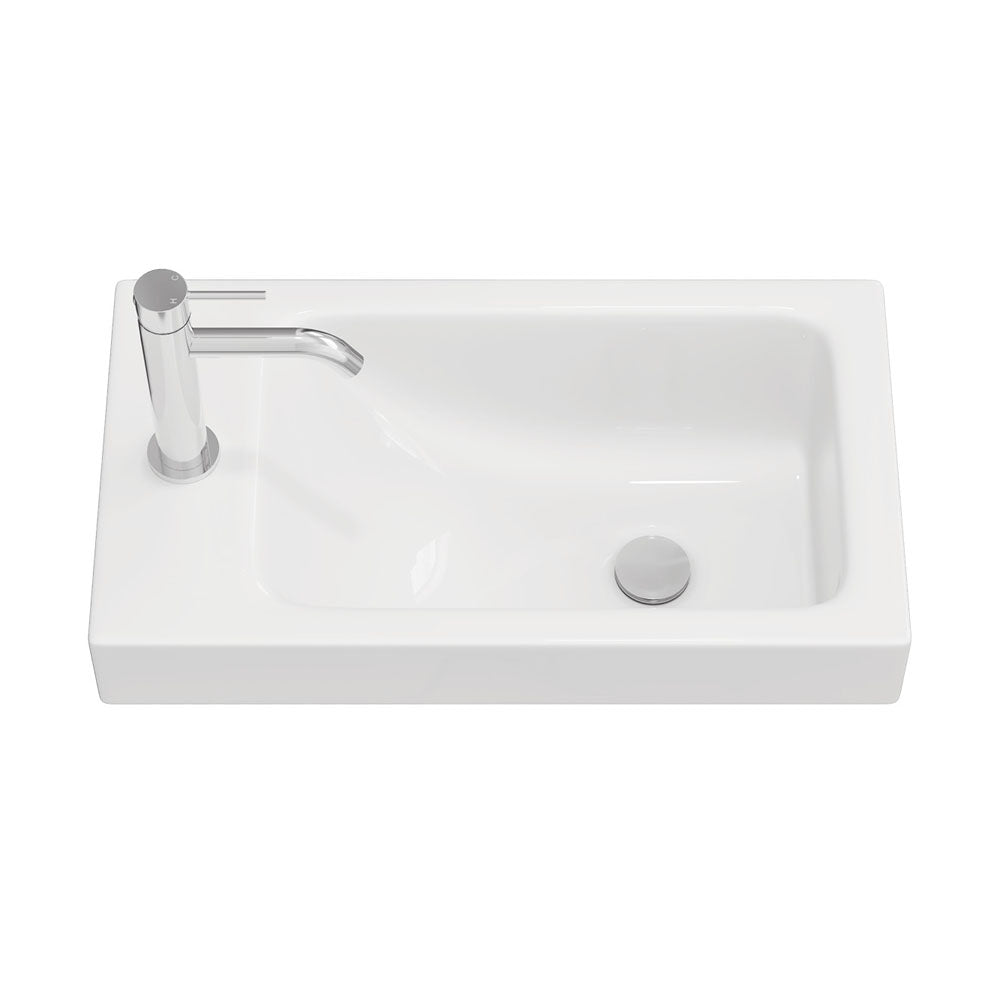 Fienza Denzel Ceramic Basin Top 450mm Basin Top Only 1TH No Overflow, Gloss White