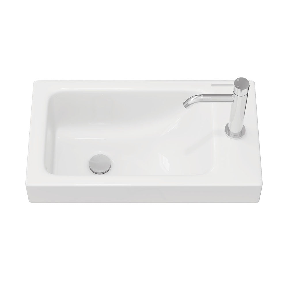 Fienza Denzel Ceramic Basin Top 450mm Basin Top Only 1TH No Overflow, Gloss White