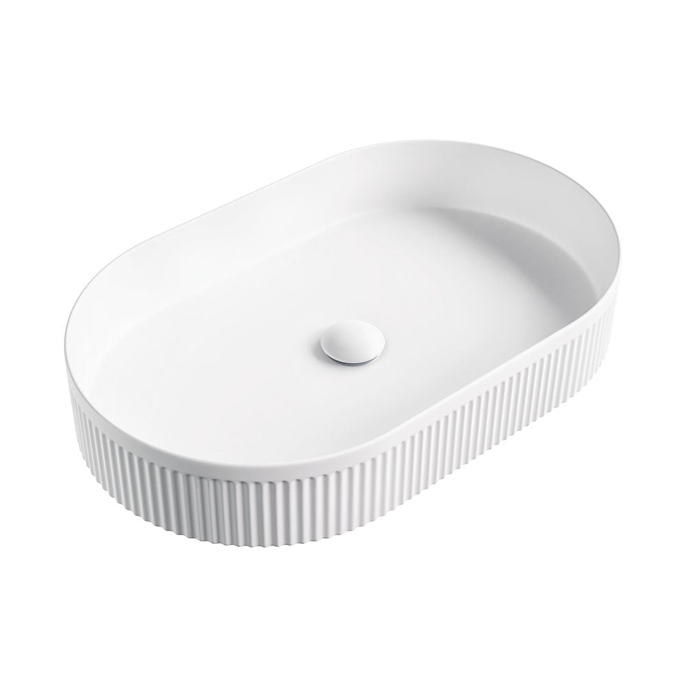 Fienza Eleanor Oval Above Counter Basin 580 x 360 x 100mm, Matte White
