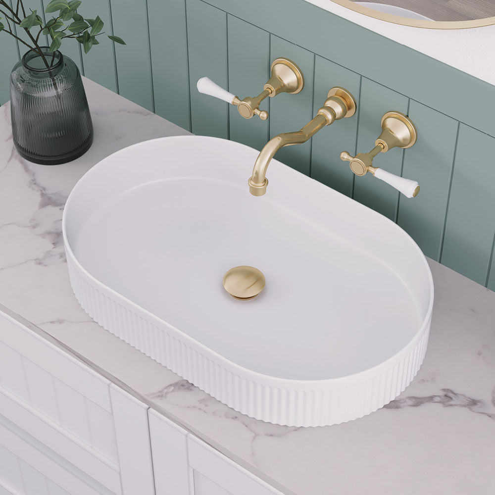 Fienza Eleanor Oval Above Counter Basin 580 x 360 x 100mm, Gloss White