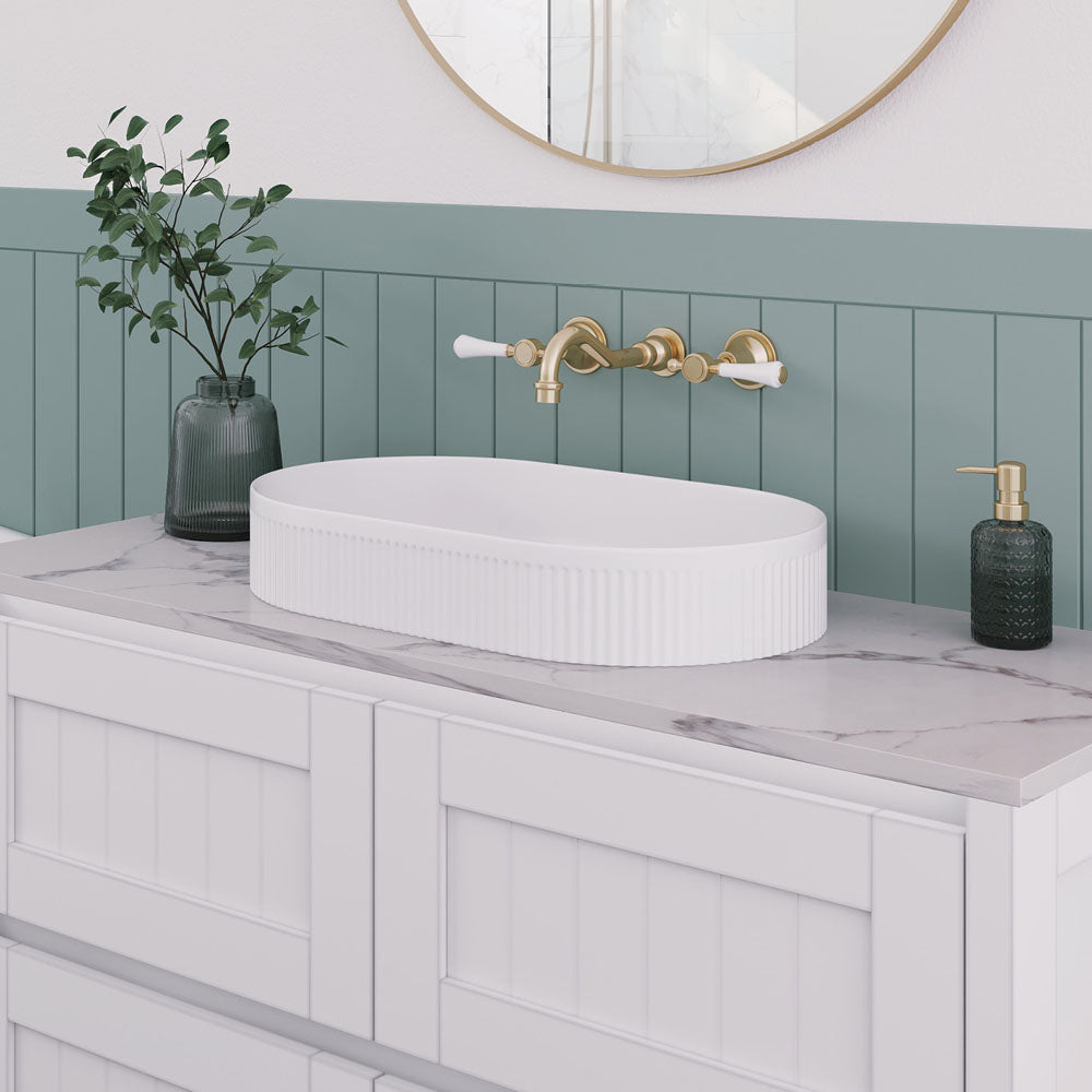 Fienza Eleanor Oval Above Counter Basin 580 x 360 x 100mm, Gloss White
