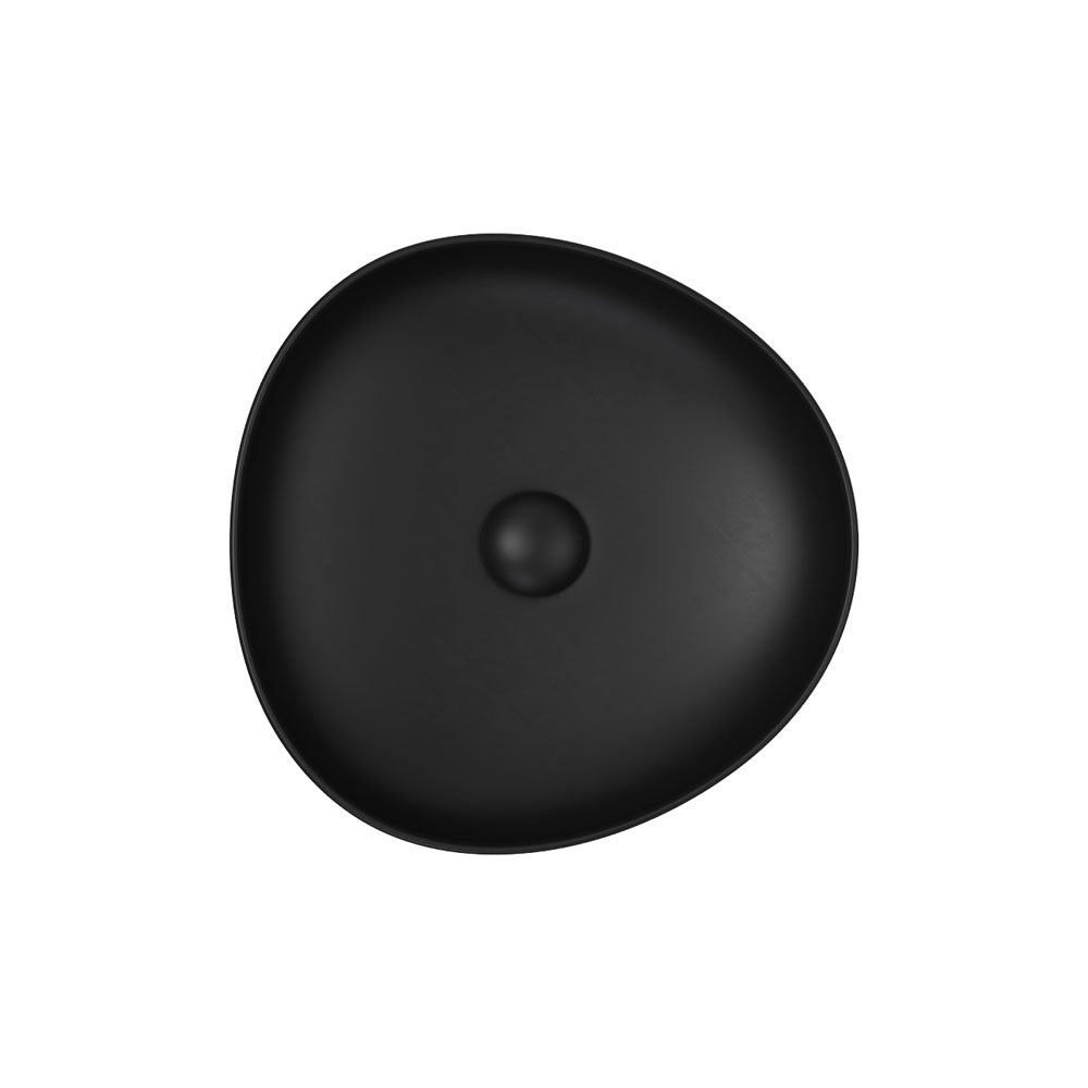 Fienza Pebble Small Slim Edge Basin Ceramic 400mm Above Counter, Matte Black