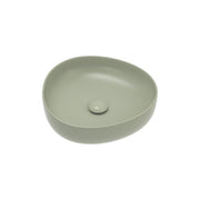 Fienza Pebble Small Slim Edge Basin Ceramic 400mm Above Counter, Matte Olive