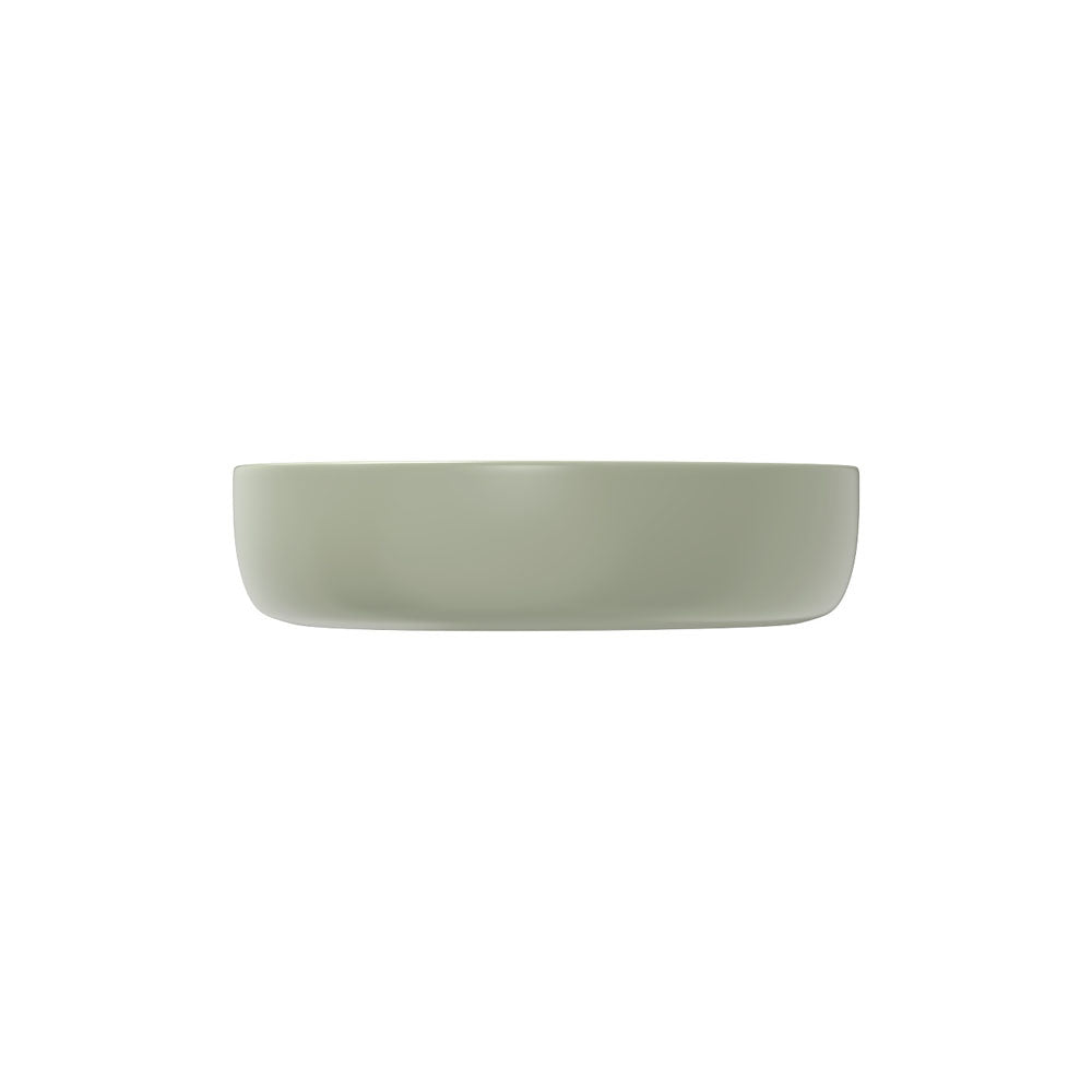 Fienza Pebble Small Slim Edge Basin Ceramic 400mm Above Counter, Matte Olive
