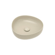 Fienza Pebble Small Slim Edge Basin Ceramic 400mm Above Counter, Matte Khaki