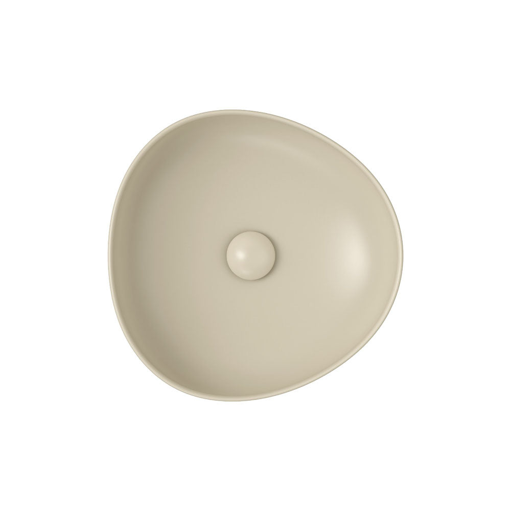Fienza Pebble Small Slim Edge Basin Ceramic 400mm Above Counter, Matte Khaki