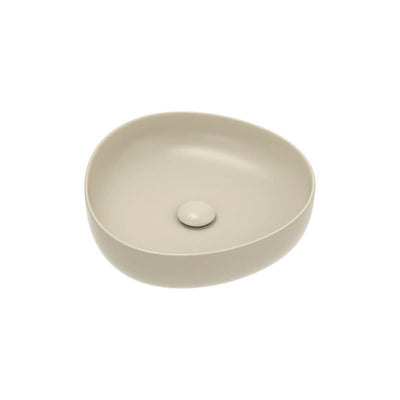Fienza Pebble Small Slim Edge Basin Ceramic 400mm Above Counter, Matte Khaki