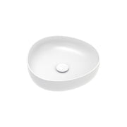 Fienza Pebble Small Slim Edge Basin Ceramic 400mm Above Counter, Matte White