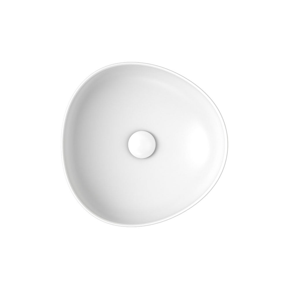 Fienza Pebble Small Slim Edge Basin Ceramic 400mm Above Counter, Matte White