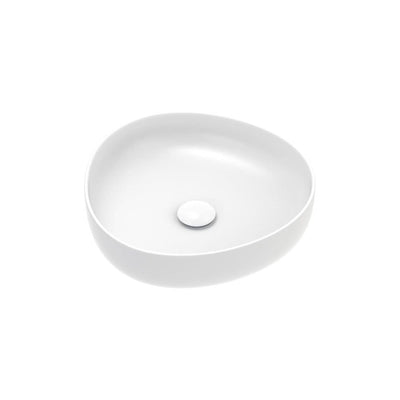 Fienza Pebble Small Slim Edge Basin Ceramic 400mm Above Counter, Matte White