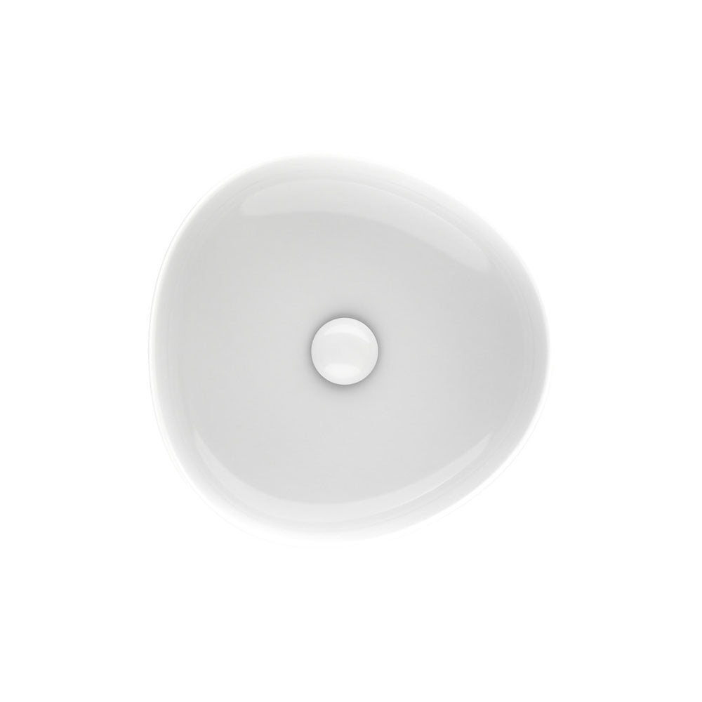 Fienza Pebble Small Slim Edge Basin Ceramic 400mm Above Counter, Gloss White