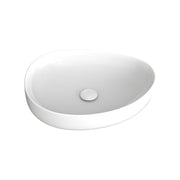 Fienza Pebble Medium Slim Edge Basin Ceramic 500mm Above Counter, Gloss White