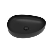 Fienza Pebble Medium Slim Edge Basin Ceramic 500mm Above Counter, Matte Black