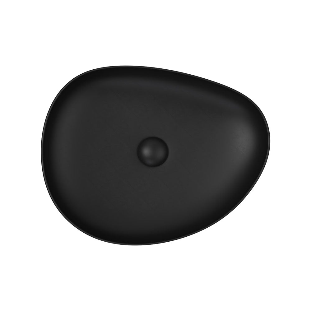 Fienza Pebble Medium Slim Edge Basin Ceramic 500mm Above Counter, Matte Black