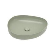 Fienza Pebble Medium Slim Edge Basin Ceramic 500mm Above Counter, Matte Olive