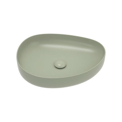 Fienza Pebble Medium Slim Edge Basin Ceramic 500mm Above Counter, Matte Olive