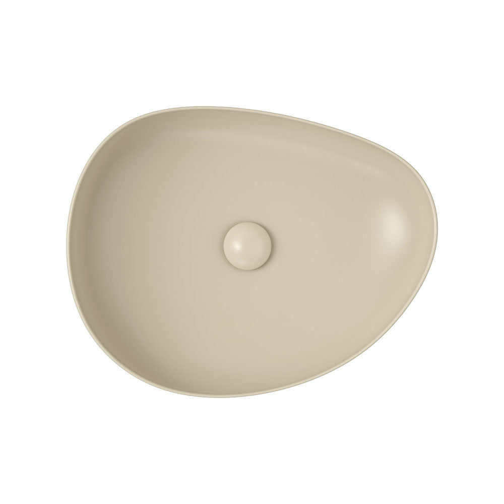 Fienza Pebble Medium Slim Edge Basin Ceramic 500mm Above Counter, Matte Khaki