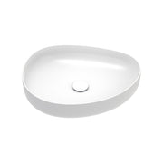 Fienza Pebble Medium Slim Edge Basin Ceramic 500mm Above Counter, Matte White