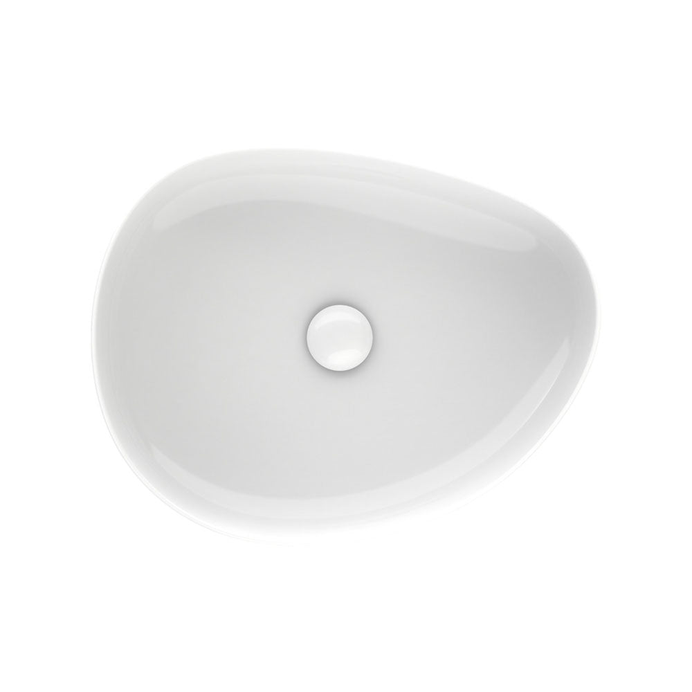 Fienza Pebble Medium Slim Edge Basin Ceramic 500mm Above Counter, Gloss White
