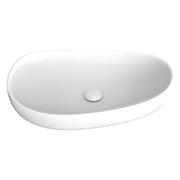 Fienza Pebble Large Slim Edge Basin Ceramic 650mm Above Counter, Gloss White