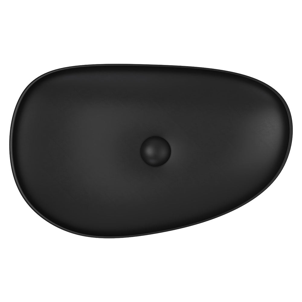 Fienza Pebble Large Slim Edge Basin Ceramic 650mm Above Counter, Matte Black