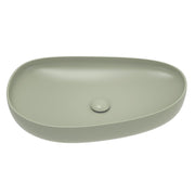 Fienza Pebble Large Slim Edge Basin Ceramic 650mm Above Counter, Matte Olive