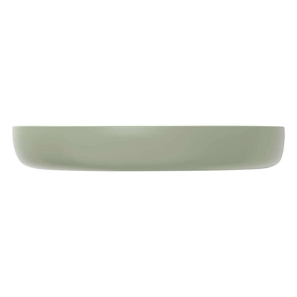 Fienza Pebble Large Slim Edge Basin Ceramic 650mm Above Counter, Matte Olive