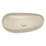 Fienza Pebble Large Slim Edge Basin Ceramic 650mm Above Counter, Matte Khaki