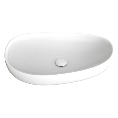 Fienza Pebble Large Slim Edge Basin Ceramic 650mm Above Counter, Gloss White