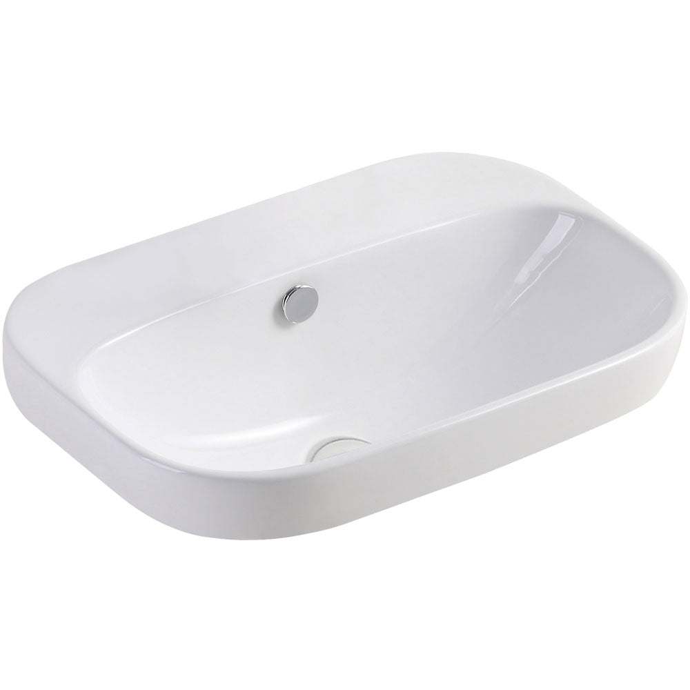 Fienza Parisa Semi-Inset Basin NTH 515 x 370 x 190mm, Gloss White
