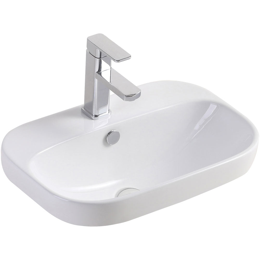 Fienza Parisa Semi-Inset Basin 1TH 515 x 370 x 190mm, Gloss White