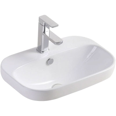 Fienza Parisa Semi-Inset Basin 1TH 515 x 370 x 190mm, Gloss White