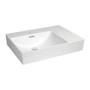 Fienza Tono 600 Wall Hung Basin Left Hand Bowl Ceramic 1TH 600 x 440 x 110mm, Gloss White